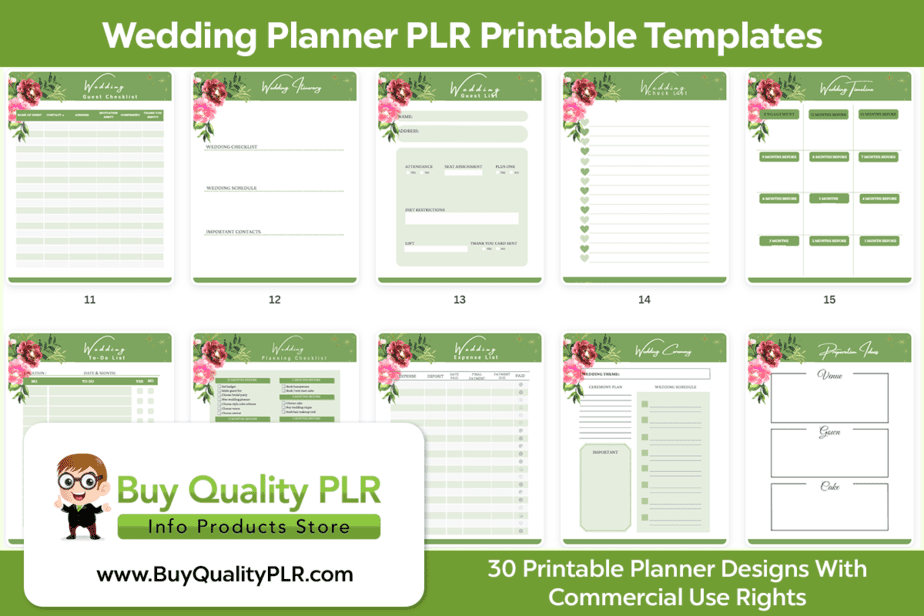 Wedding Planner PLR Printable Templates