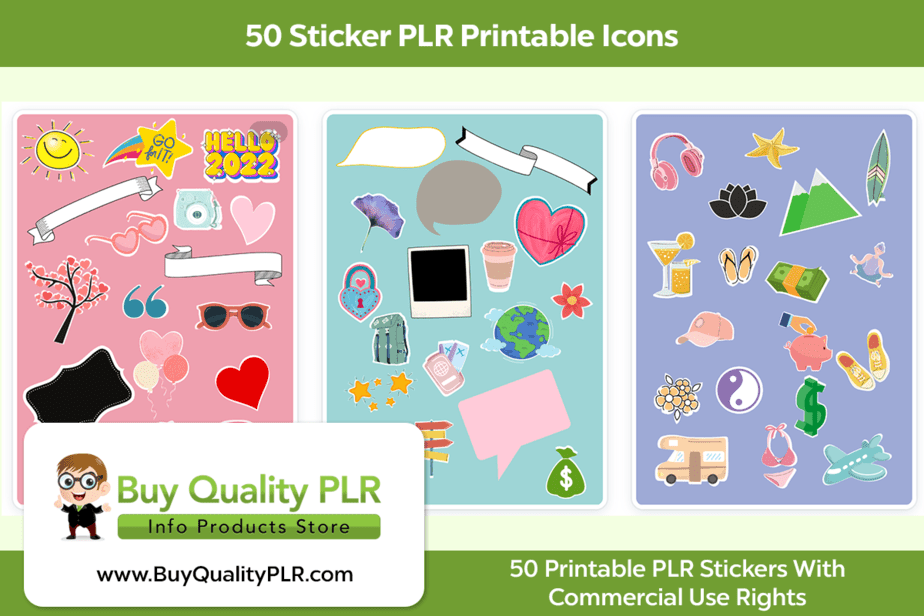50 Sticker PLR Printable Icons