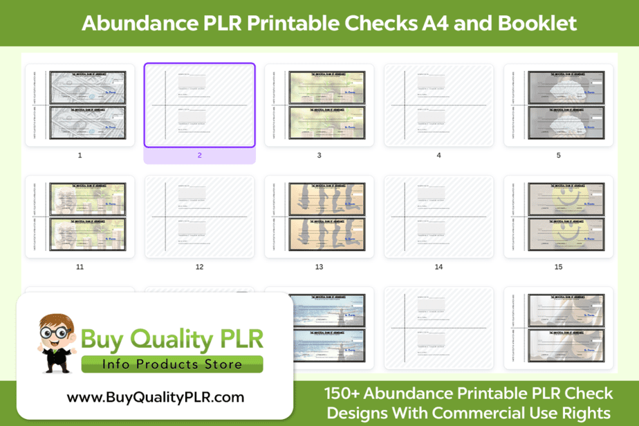 Abundance PLR Printable Checks A4 and Booklet