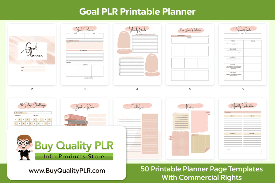 Goal PLR Printable Planner Designs
