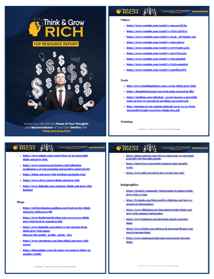 Think and Grow Rich PLR Sales Funnel Top Resource Report Screenshot