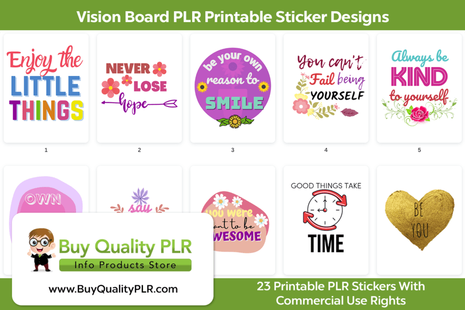 Vision Board PLR Printable Sticker Designs