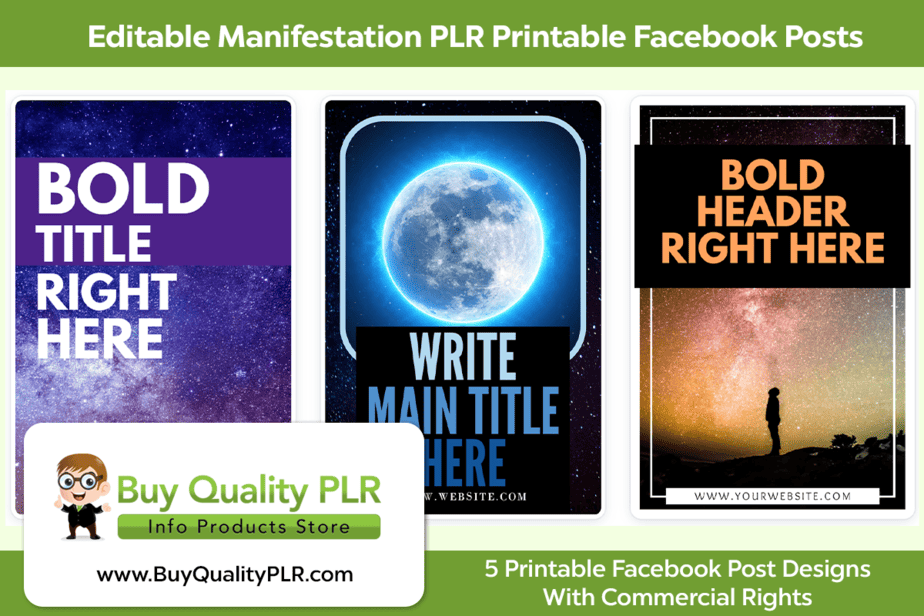 Editable Manifestation PLR Printable Facebook Posts