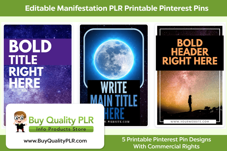 Editable Manifestation PLR Printable Pinterest Pins