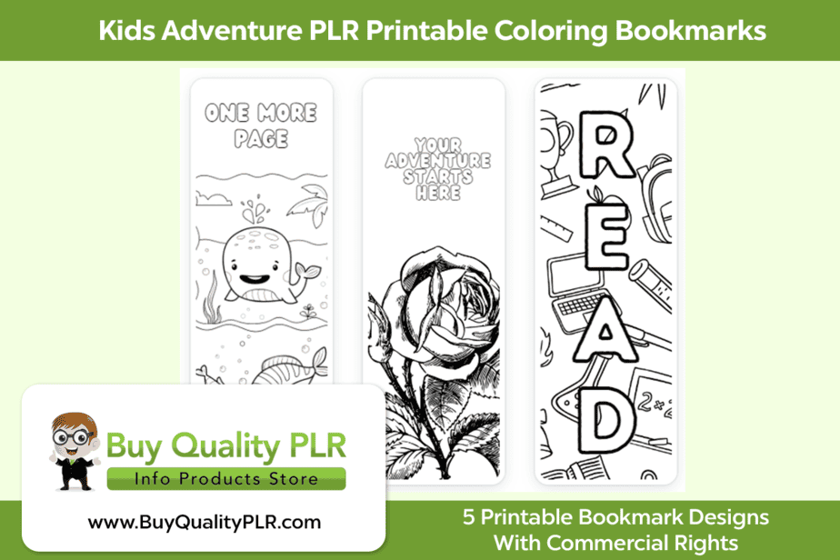 Kids Adventure PLR Printable Coloring Bookmarks