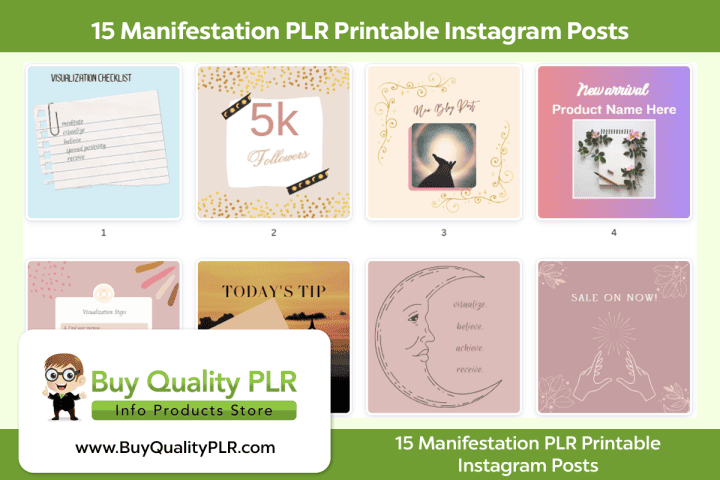 Incuring Posts. Printable 15 Manifestation PLR Printable Instagram Posts | PLR Printables