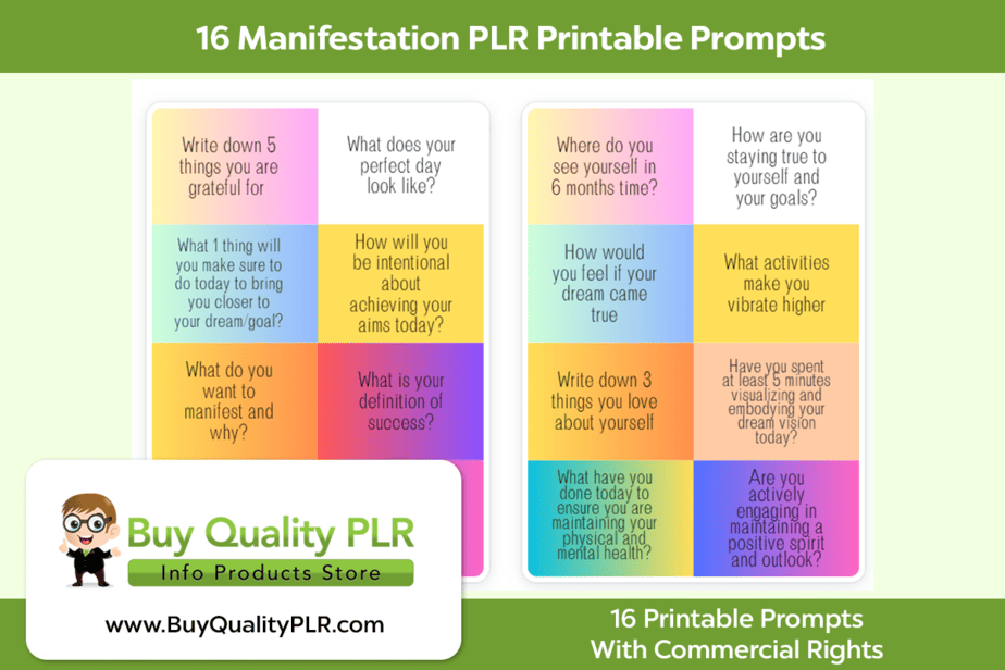 16 Manifestation PLR Printable Prompts