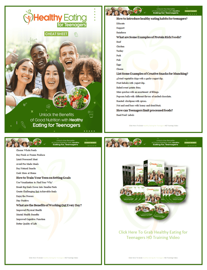 Healthy Eating for Teenagers PLR Sales Funnel Cheatsheet Screenshot