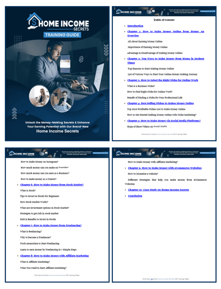 Home Income Secrets PLR Sales Funnel Training Guide Screenshot