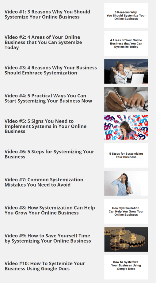 Internet Biz Systemization Videos