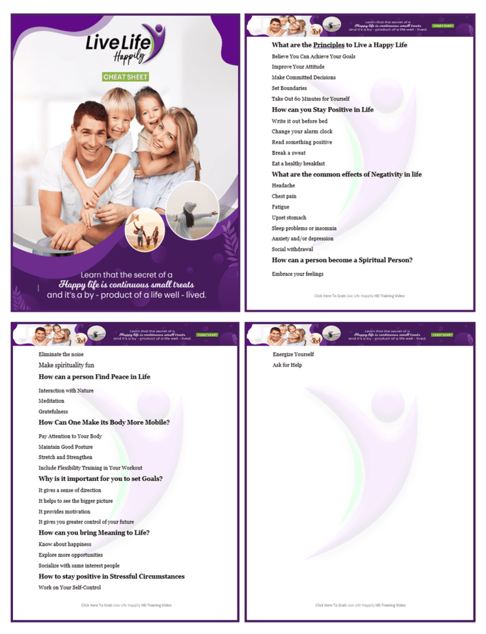 Live Life Happily PLR Sales Funnel Cheatsheet Screenshot