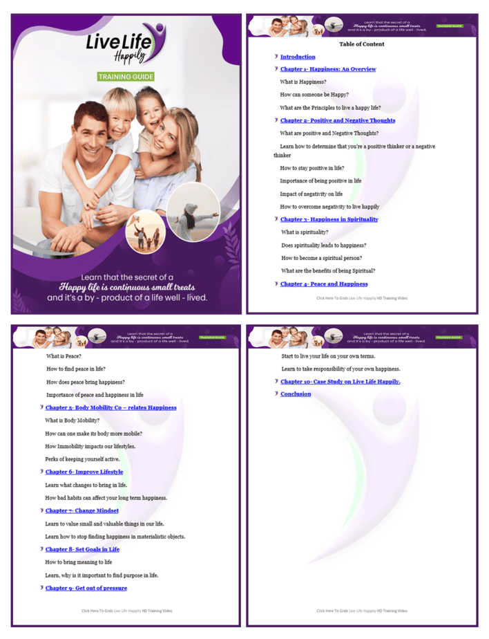 Live Life Happily PLR Sales Funnel Training Guide Screenshot