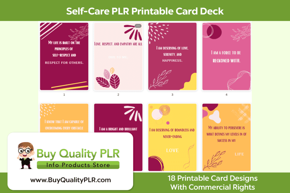 Self Care PLR Printable Card Deck