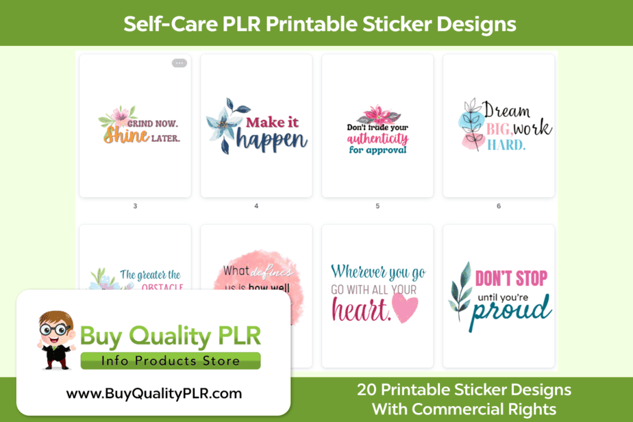 Self Care PLR Printable Sticker Designs