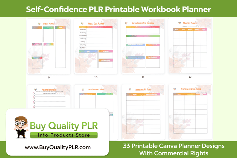 Self Confidence PLR Printable Workbook Planner