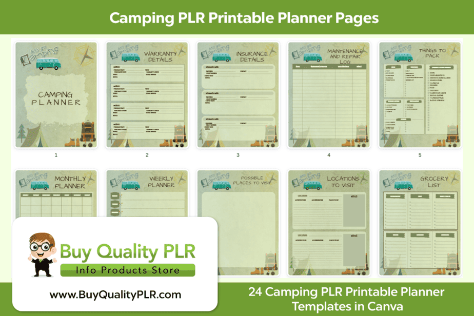 Camping PLR Printable Planner Pages