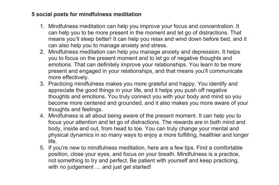 Mindfulness Meditation Social Media Posts