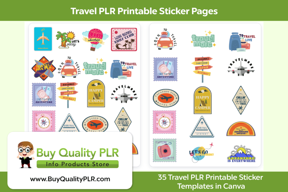 Travel PLR Printable Sticker Pages