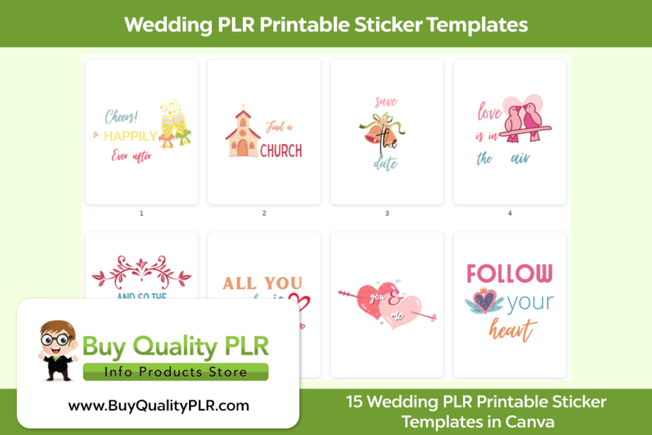 Wedding PLR Printable Sticker Templates