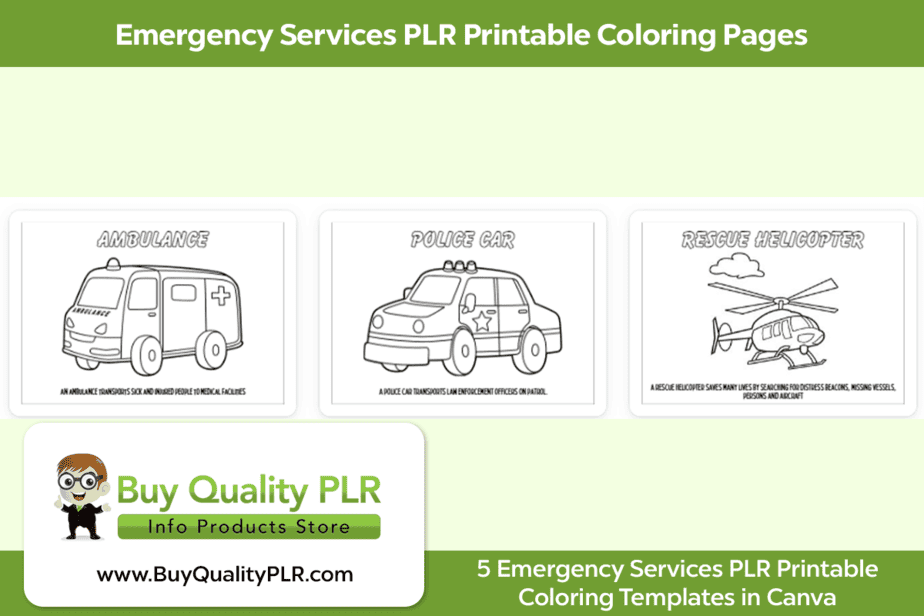 Emergency Services PLR Printable Coloring Pages