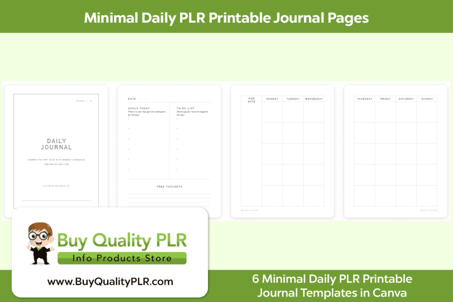 Minimal Daily PLR Printable Journal Pages