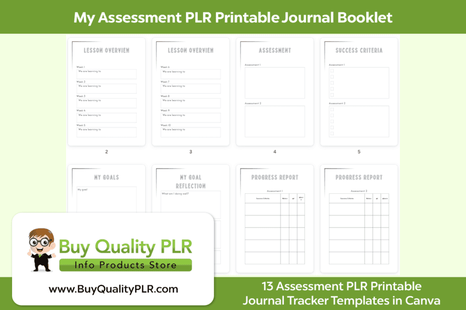 My Assessment PLR Printable Journal Booklet