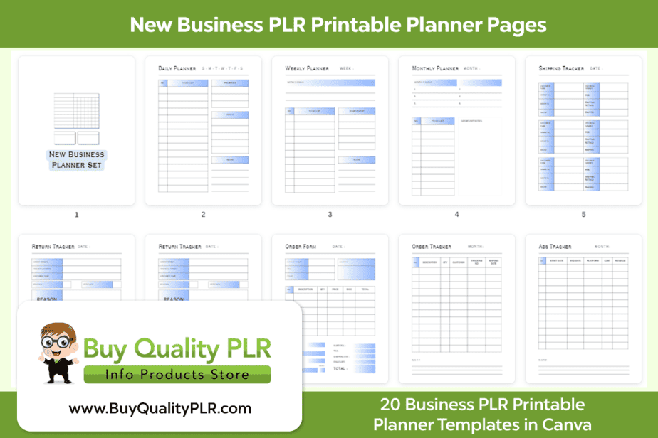 New Business PLR Printable Planner Pages