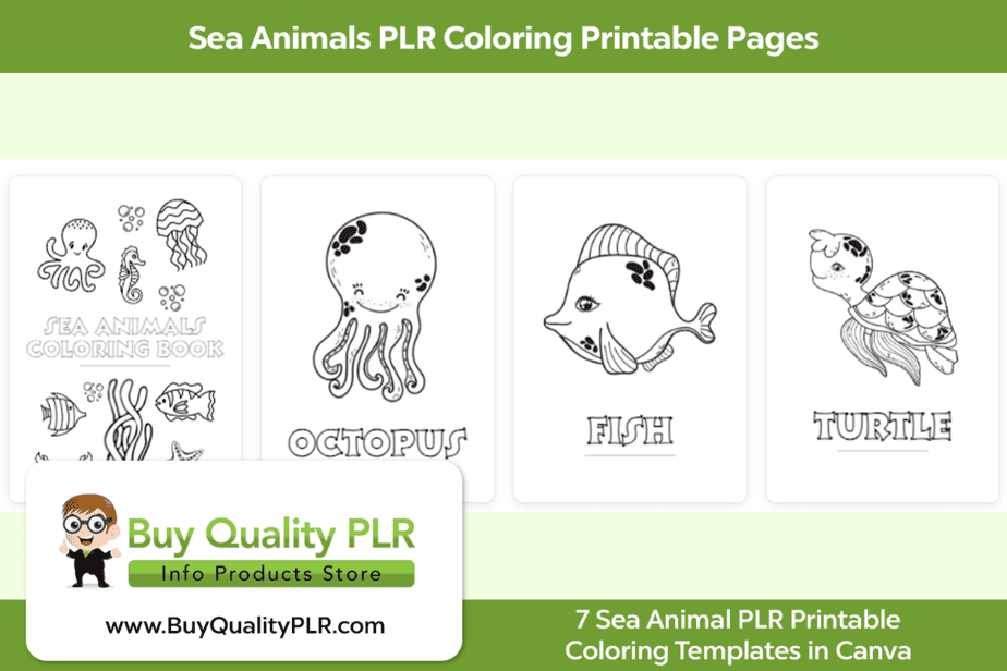 Sea Animals PLR Coloring Printable Pages