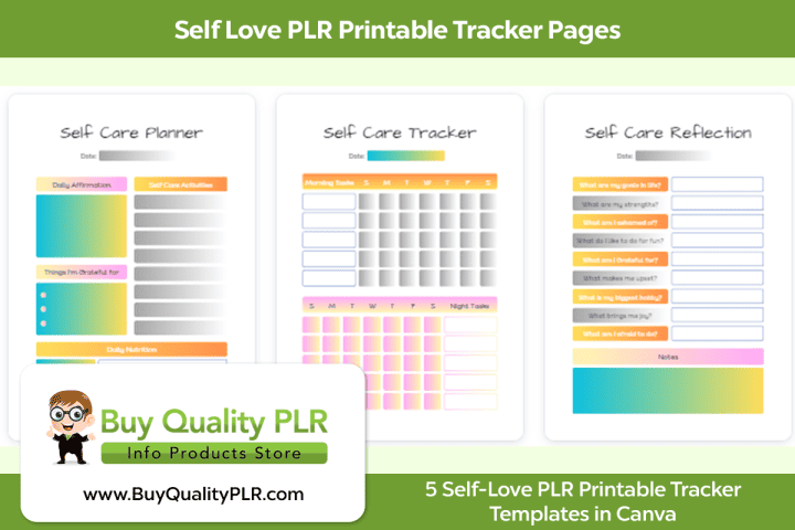 Self Love PLR Printable Tracker Pages | Self Love PLR Printable