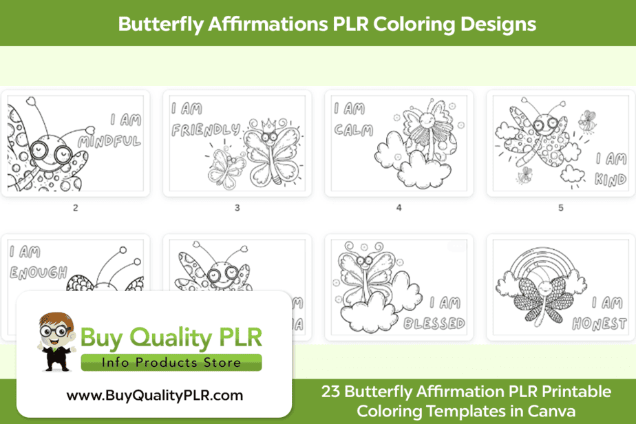 Butterfly Affirmations PLR Coloring Designs