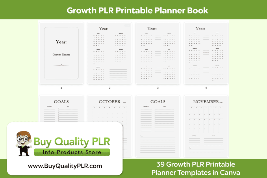 Growth PLR Printable Planner Book