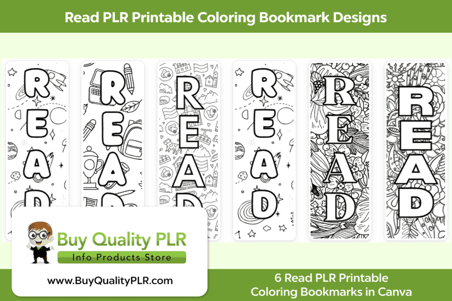 Read PLR Printable Coloring Bookmark Designs