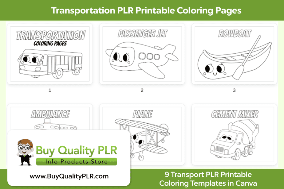 Transportation PLR Printable Coloring Pages