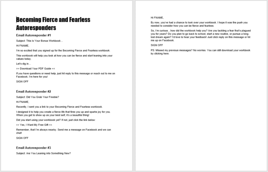 Becoming Fierce and Fearless Autoresponder