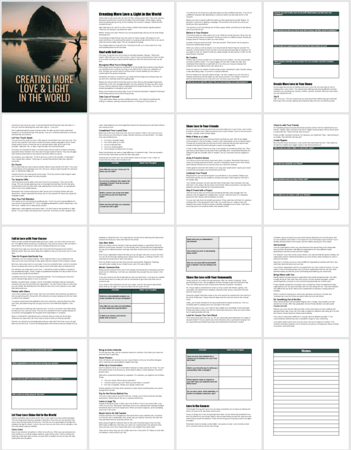 Creating More Love and Light in the World PLR Workbook