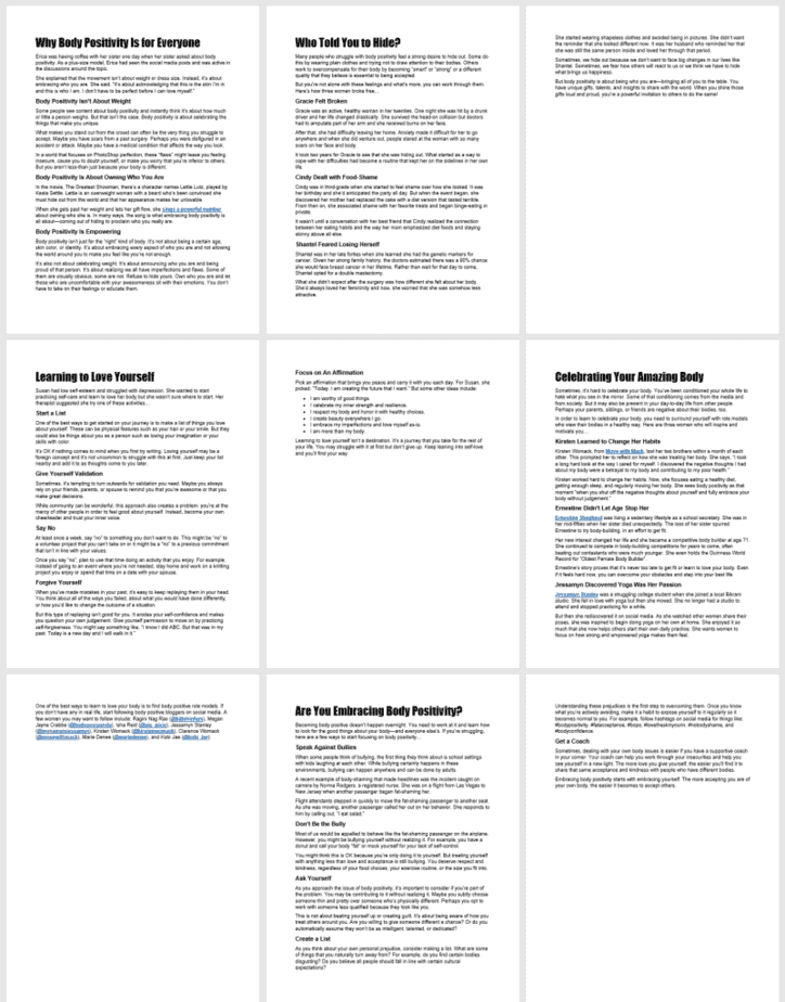 Embracing Body Positivity PLR Blog Posts