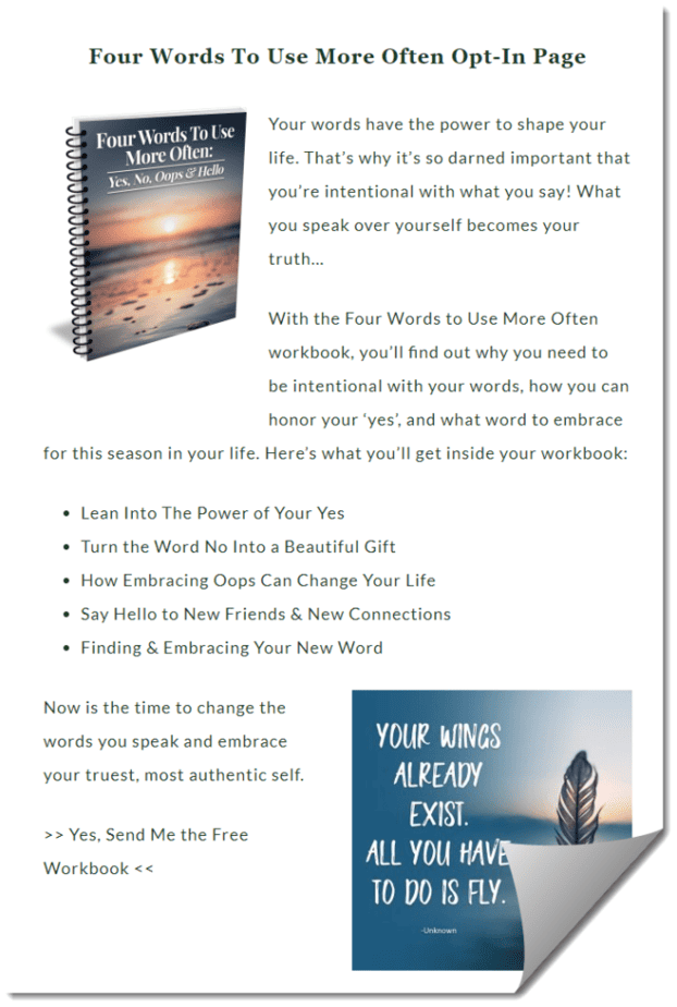 Four Words To use More Often Optin Copy