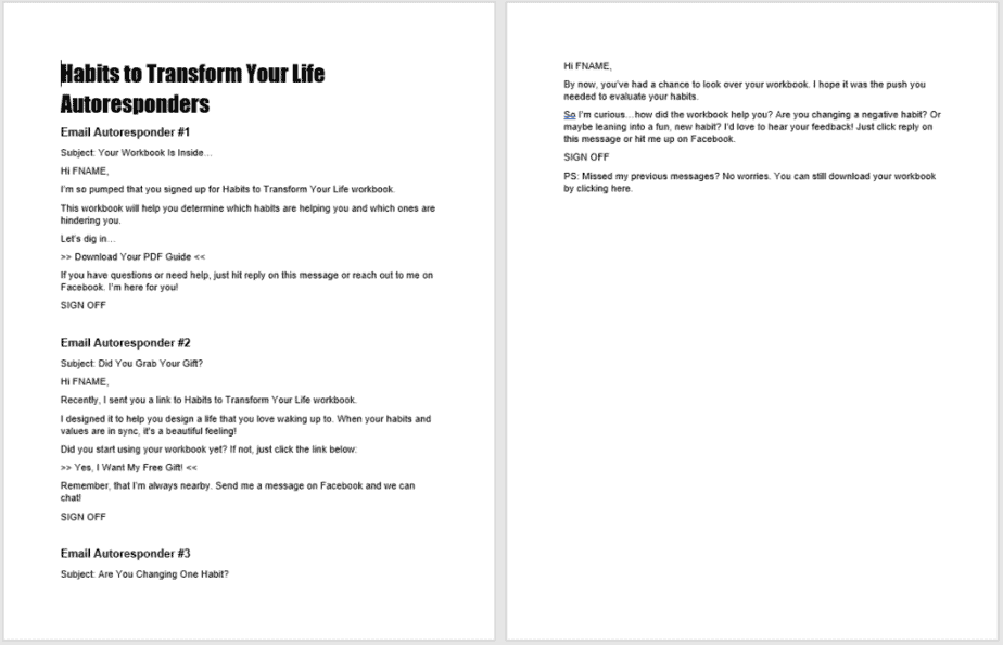 Habits to Transform Your Life Autoresponder