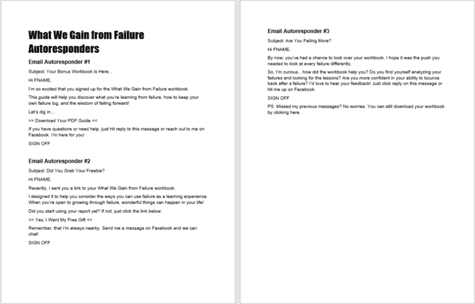 What We Gain From Failure Autoresponder