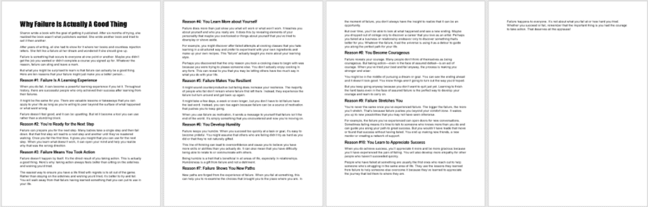 What We Gain From Failure PLR Blog Post