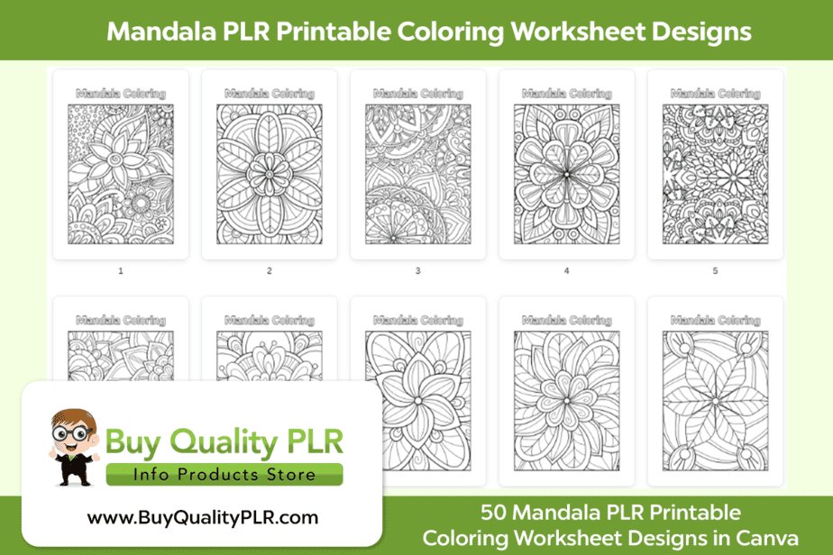 Mandala PLR Printable Coloring Worksheet Designs