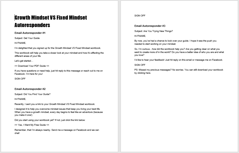 Growth Mindset VS Fixed Mindset Autoresponders