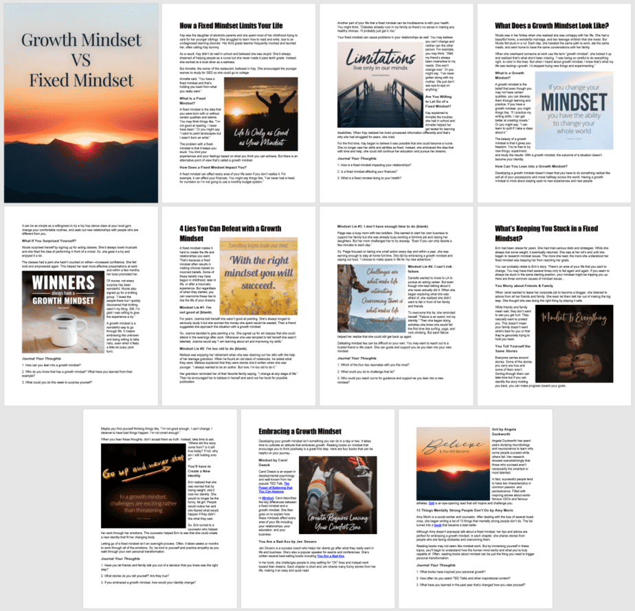 Growth Mindset VS Fixed Mindset Ebook