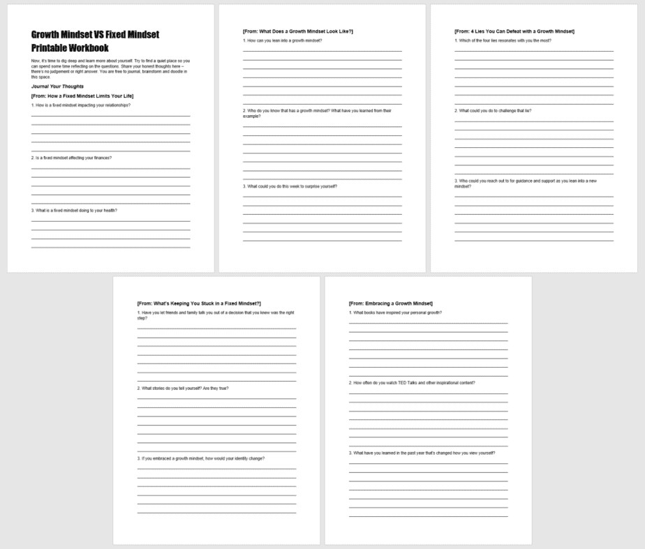 Growth Mindset VS Fixed Mindset PLR Workbook