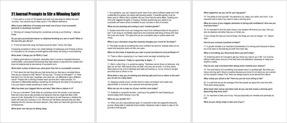 21 Journal Prompts To Stir A Winning Spirit PLR Journal Prompts